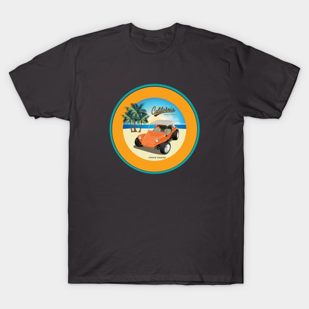 Dune Buggy Manx on Beach with Palms California T-Shirt by PauHanaDesign